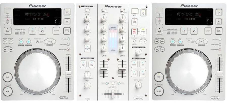 Pioneer DJ - DJM350 & 2 X CDJ350 White DJ Package